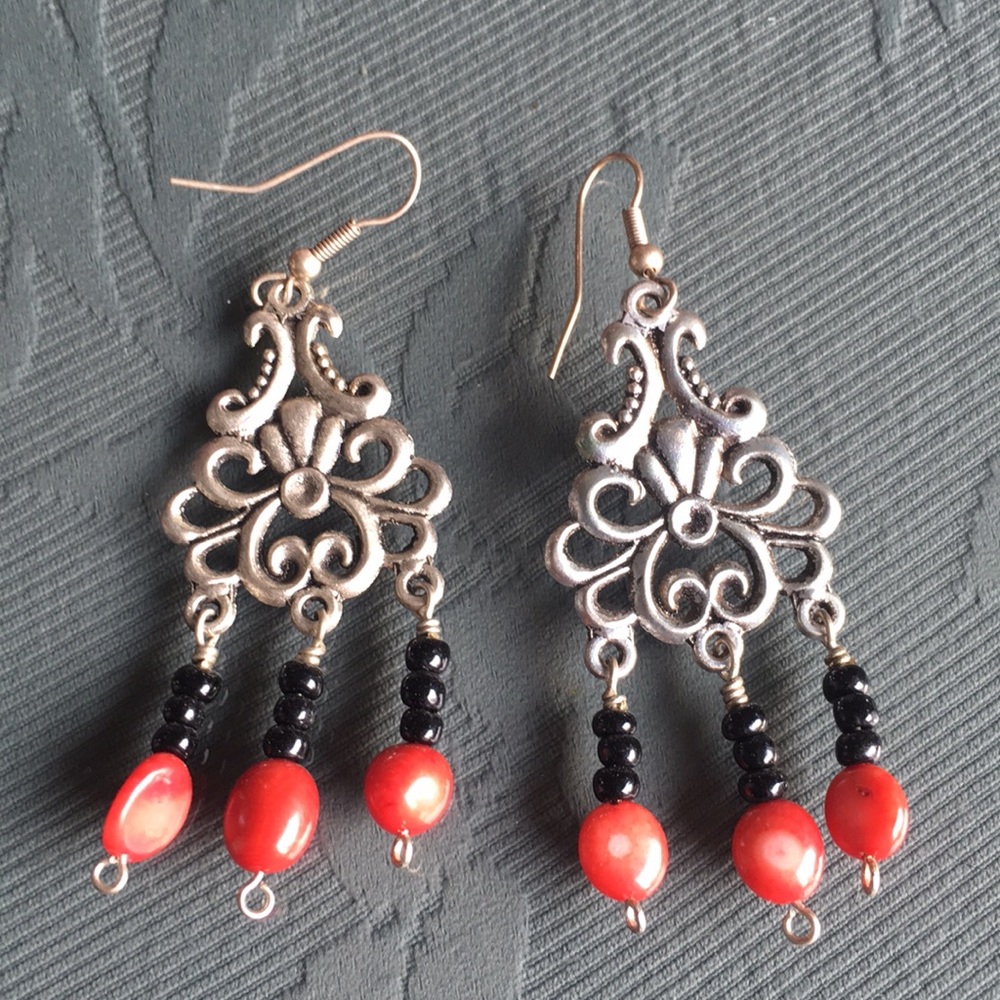 Red coral earrings